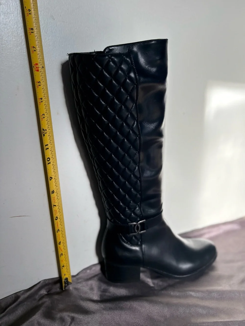 Adrienne Vittadini Black Quilted Shaft Over-the-Knee Boots